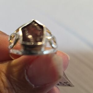 Elegant Sterling Silver and Raw Garnet Women's Ring.